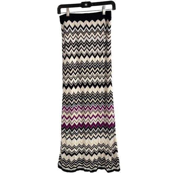 WHBM Chevron Metalic Maxi Skirt Elastic Pull On Lined Size Small EUC 7075 - Picture 2 of 8